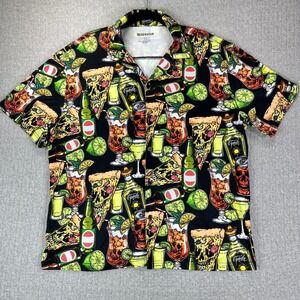 RESERVOIR loop collar Shirt psychedelic acid Men S Pizza Tequila Drinks Hawaiian